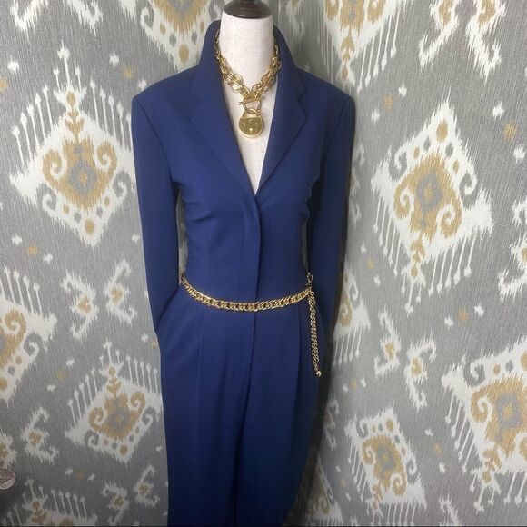 RalphLauren Collection * Bright Navy Stretch Wool Boiler-Suit Jumpsuit - Picture 1 of 16